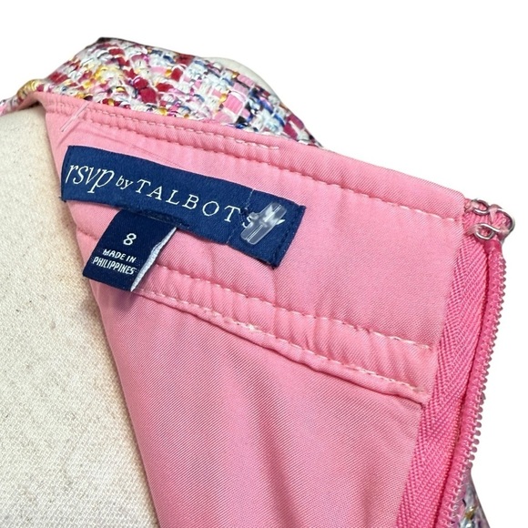 RSVP By Talbots Ribbon Tweed Shift Sleeveless Dress. Pink Blue Size Small #1428 - Picture 8 of 13